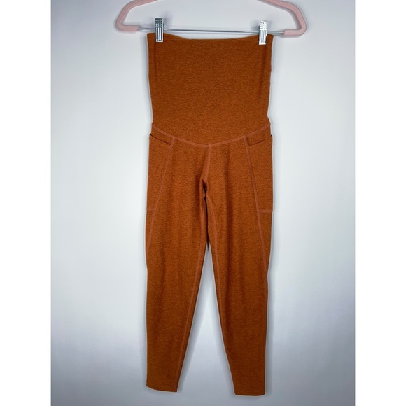 Beyond the Bump Maternity Pocket Leggings Orange Rust Cropped Spacedye Small - Picture 1 of 11